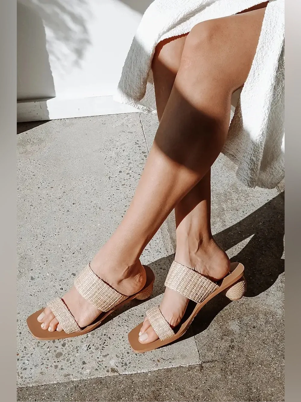 Lulus Vinessa Light Natural High Heel Slide Sandals